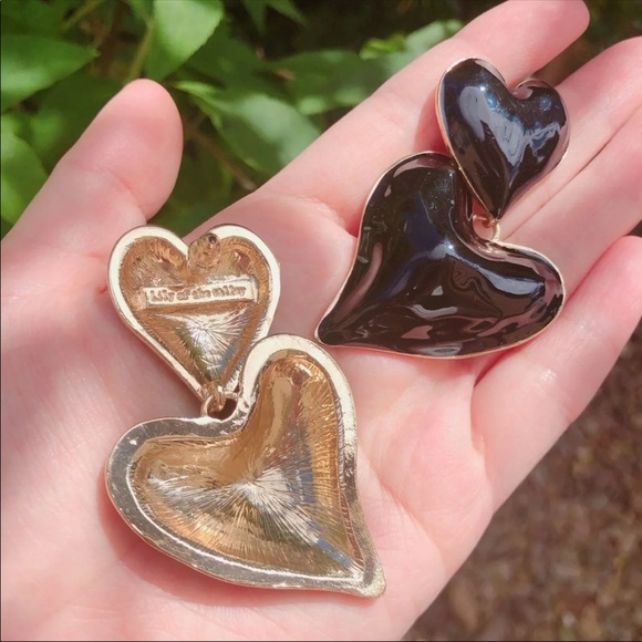 DOUBLE HEARTS STATEMENT DROP EARRING - Picture 8 of 8